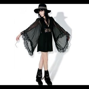 DollsKill Willow Doll Mini Dress Lace Bell Sleeves